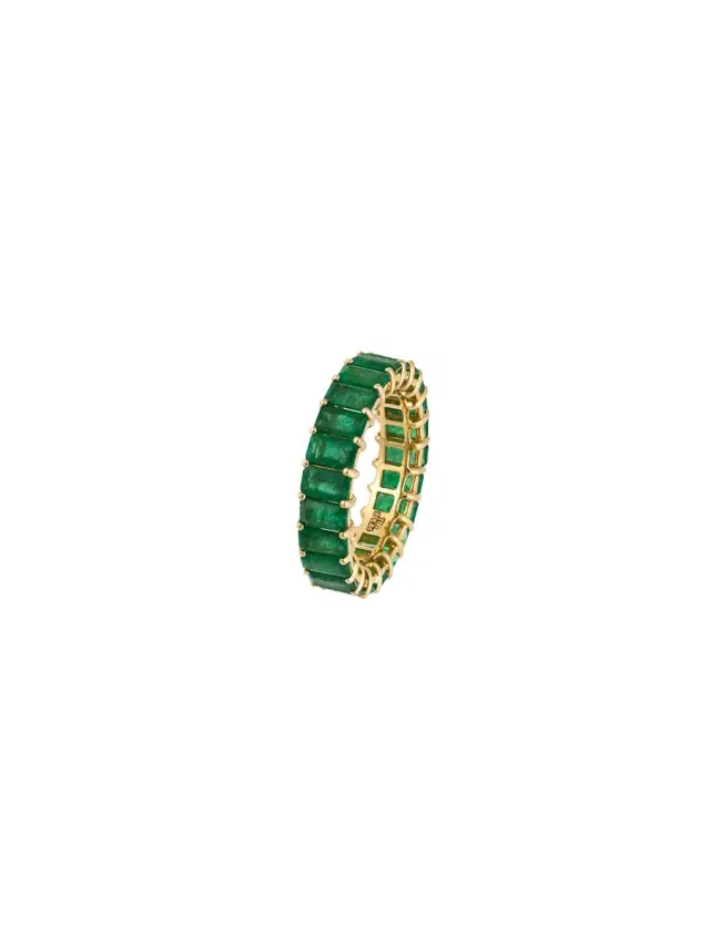 6.11ct Emerald 18K Gold Eternity Band Ring
