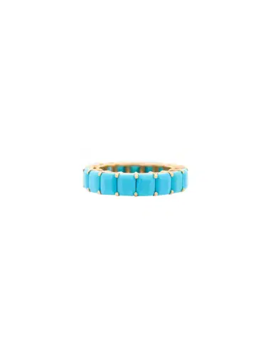 Wish Fine Jewelry 6.37ct Turquoise 18K Gold Eternity Ring | Thumbnail 2 Wish Fine Jewelry 6.37ct Turquoise 18K Gold Eternity Ring | Thumbnail 2