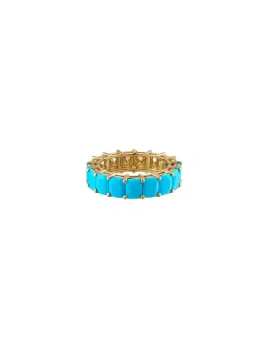 Wish Fine Jewelry 6.37ct Turquoise 18K Gold Eternity Ring | Thumbnail 1 Wish Fine Jewelry 6.37ct Turquoise 18K Gold Eternity Ring | Thumbnail 1