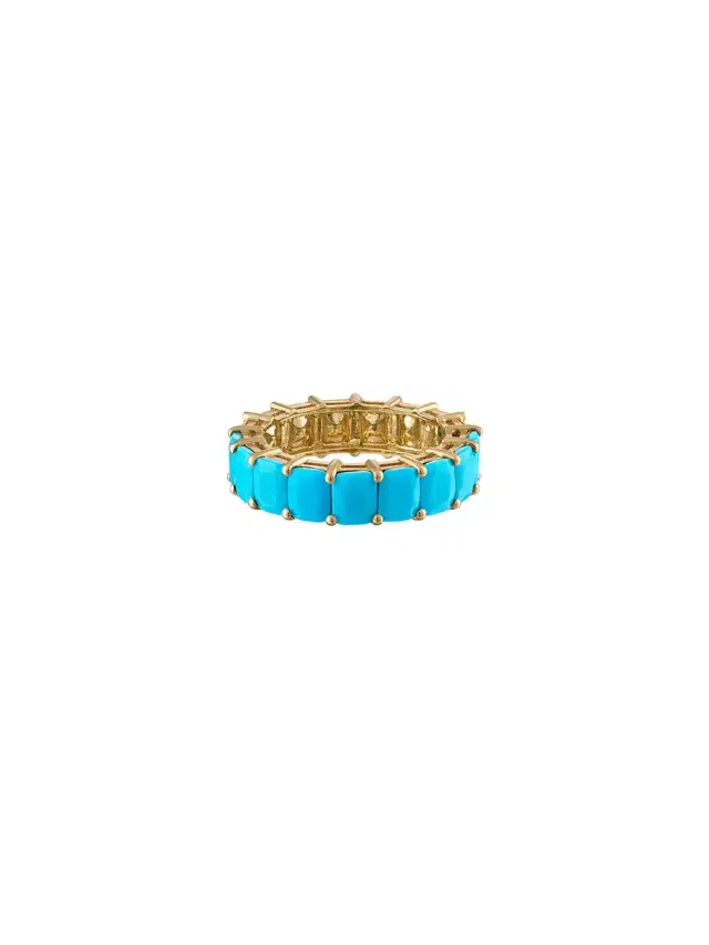 Wish Fine Jewelry 6.37ct Turquoise 18K Gold Eternity Ring