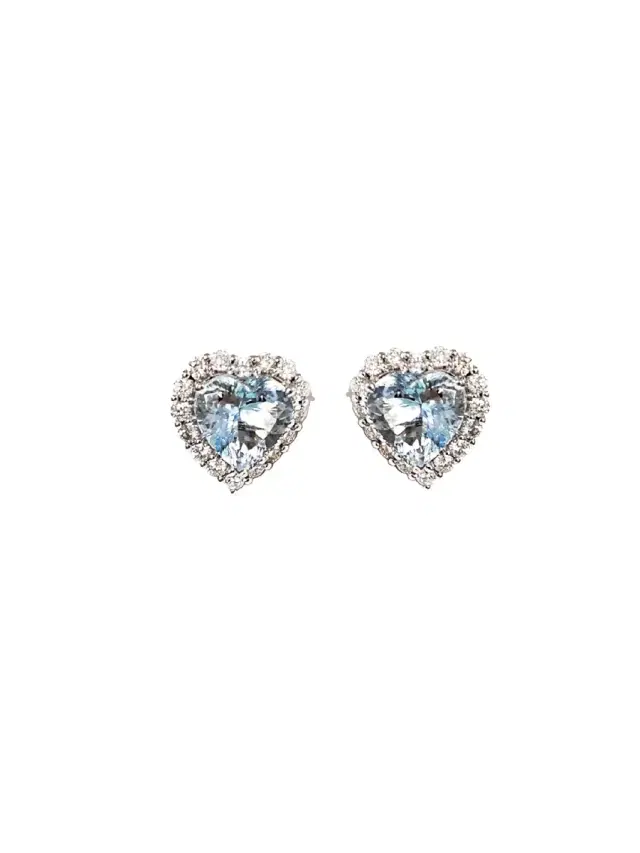 Wish Fine Jewelry 6.72ct Heart Aquamarine Diamond 18K Gold Halo Earring