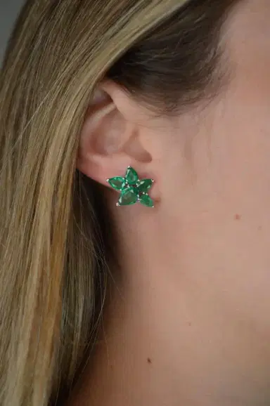 Wish Fine Jewelry 6.90ct Sapphire 18K Gold Cluster Earrings | Thumbnail 3 Wish Fine Jewelry 6.90ct Sapphire 18K Gold Cluster Earrings | Thumbnail 3