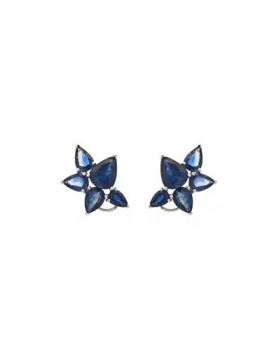 Wish Fine Jewelry 6.90ct Sapphire 18K Gold Cluster Earrings | Thumbnail 1 Wish Fine Jewelry 6.90ct Sapphire 18K Gold Cluster Earrings | Thumbnail 1