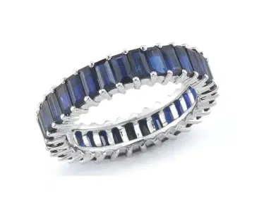 Wish Fine Jewelry 7.20ct Blue Sapphire 18K Gold Eternity Band Ring | Thumbnail 1
