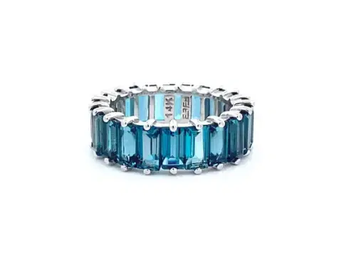 Wish Fine Jewelry 7.40ct Blue Topaz 18K Gold Eternity Band Ring