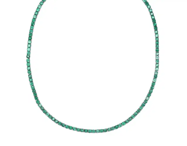 Wish Fine Jewelry 7.60cts Emerald 18K Gold Tennis Necklace