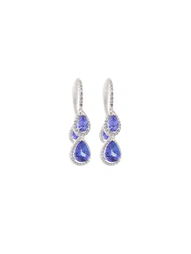 Wish Fine Jewelry 7.71ct Diamond Tanzanite 14K Gold Dangle Earrings | Thumbnail 2