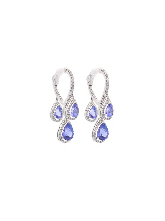 Wish Fine Jewelry 7.71ct Diamond Tanzanite 14K Gold Dangle Earrings