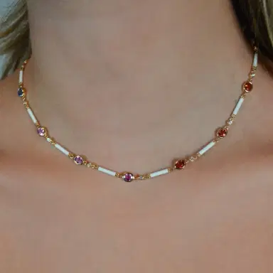 Wish Fine Jewelry 7.76ct Diamond Sapphire 14K Gold Link Necklace | Thumbnail 2