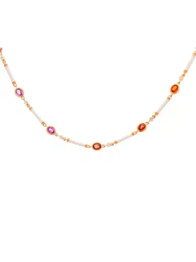 Wish Fine Jewelry 7.76ct Diamond Sapphire 14K Gold Link Necklace | Thumbnail 1