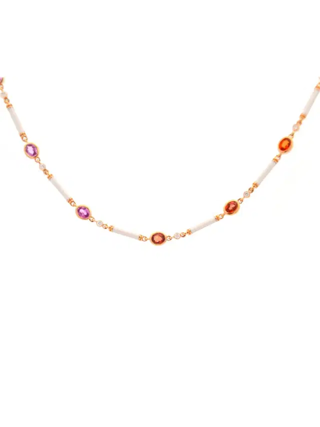 Wish Fine Jewelry 7.76ct Diamond Sapphire 14K Gold Link Necklace