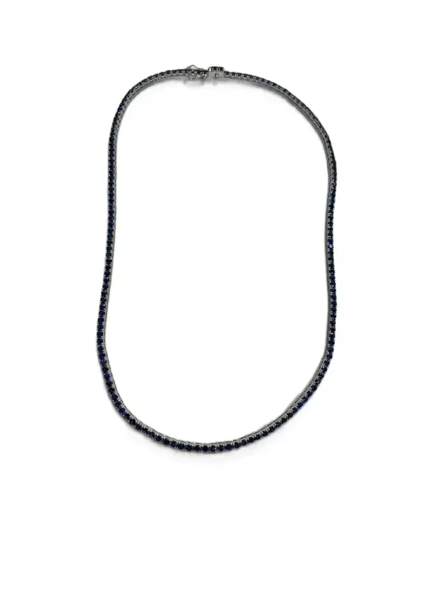 Wish Fine Jewelry 9.0ct Sapphire 18K Gold Tennis Necklace