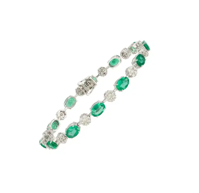Wish Fine Jewelry 9.91ct Emerald Diamond 18K Gold Bracelet