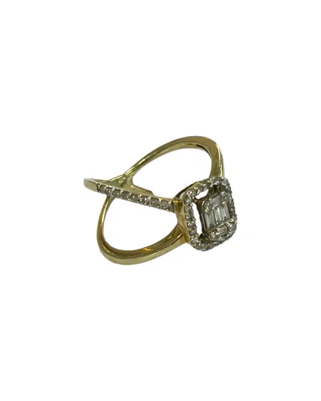 Wish Fine Jewelry Anel quadrado ilusion 2 aros
