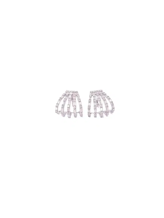ct Diamond 18K Gold Fire Flames Climber Earrings