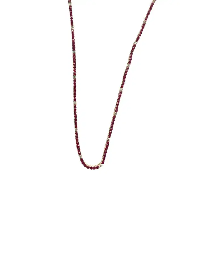 Wish Fine Jewelry Diamond Ruby 18K Gold Tennis Necklace