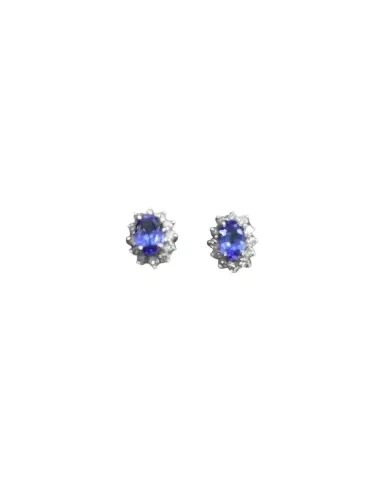 Wish Fine Jewelry Diamond Tanzanite 18K Gold Halo Earrings | Thumbnail 1 Wish Fine Jewelry Diamond Tanzanite 18K Gold Halo Earrings | Thumbnail 1