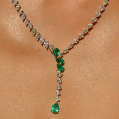 Wish Fine Jewelry GIA 16.86ct Diamond Emerald 18K Gold Drop Tennis Necklace | Thumbnail 3 Wish Fine Jewelry GIA 16.86ct Diamond Emerald 18K Gold Drop Tennis Necklace | Thumbnail 3