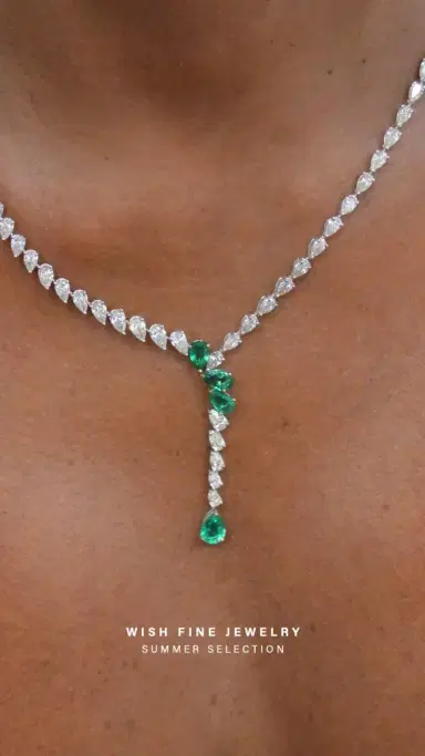 Wish Fine Jewelry GIA 16.86ct Diamond Emerald 18K Gold Drop Tennis Necklace | Thumbnail 4 Wish Fine Jewelry GIA 16.86ct Diamond Emerald 18K Gold Drop Tennis Necklace | Thumbnail 4