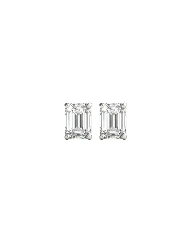 Wish Fine Jewelry GIA 2.02ct Diamond 18K Gold Emerald Cut Stud Earrings