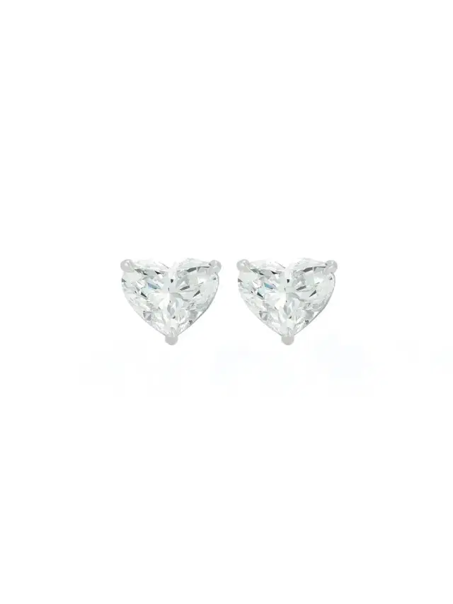 Wish Fine Jewelry GIA 3.01ct Diamond 18K Gold Heart Shaped Stud Earrings