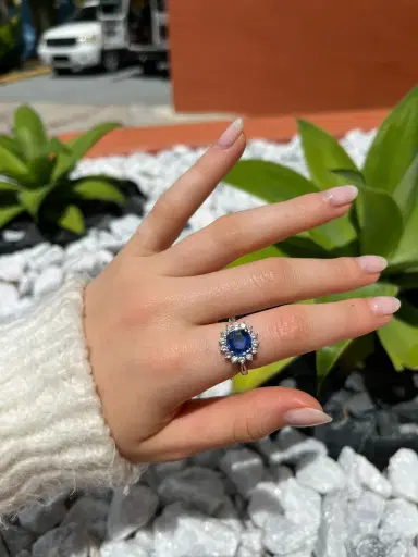 Wish Fine Jewelry GIA 3.18ct Diamond Sri Lanka Sapphire Platinum Halo Ring | Thumbnail 2 Wish Fine Jewelry GIA 3.18ct Diamond Sri Lanka Sapphire Platinum Halo Ring | Thumbnail 2