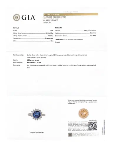 Wish Fine Jewelry GIA 3.18ct Diamond Sri Lanka Sapphire Platinum Halo Ring | Thumbnail 4 Wish Fine Jewelry GIA 3.18ct Diamond Sri Lanka Sapphire Platinum Halo Ring | Thumbnail 4