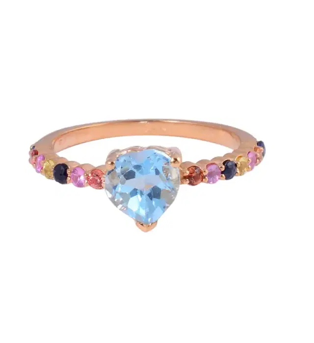 Wish Fine Jewelry Multi Sapphire (14Pieces) - 0.60 ct Blue Topaz (1 Piece) - 1.89 cts  14KY: 3.08 gms
