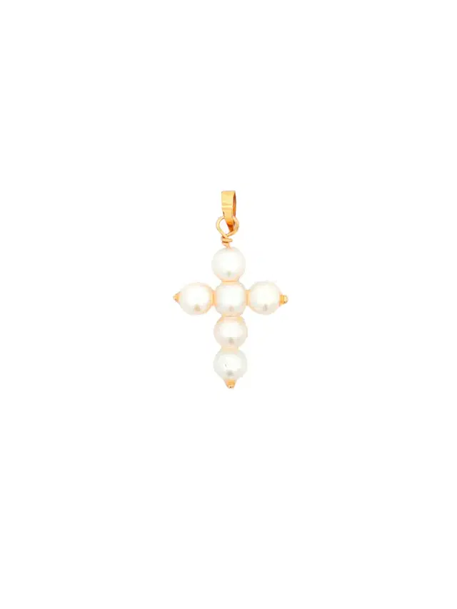 Wish Fine Jewelry Pearl 14K Gold Cross Pendant