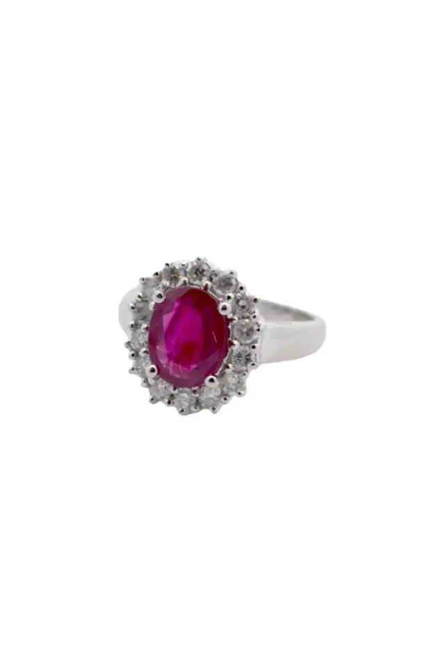 Wish Fine Jewelry PT900 0.55 CTW DIA 2.00 CT RUBY Ring