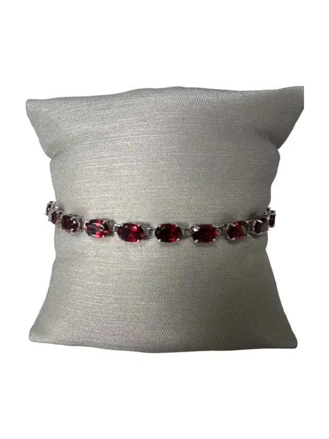 Wish Fine Jewelry Riviera ouro branco granada vermelha