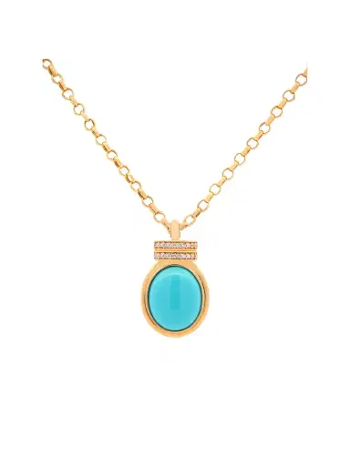 Wish Fine Jewelry Turquoise Pendant 14K Gold Chain Necklace | Thumbnail 1