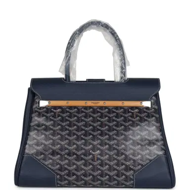 goyard Goyard Saigon Tote Navy Blue Goyardine Canvas Palladium Hardware | Thumbnail 4 goyard Goyard Saigon Tote Navy Blue Goyardine Canvas Palladium Hardware | Thumbnail 4