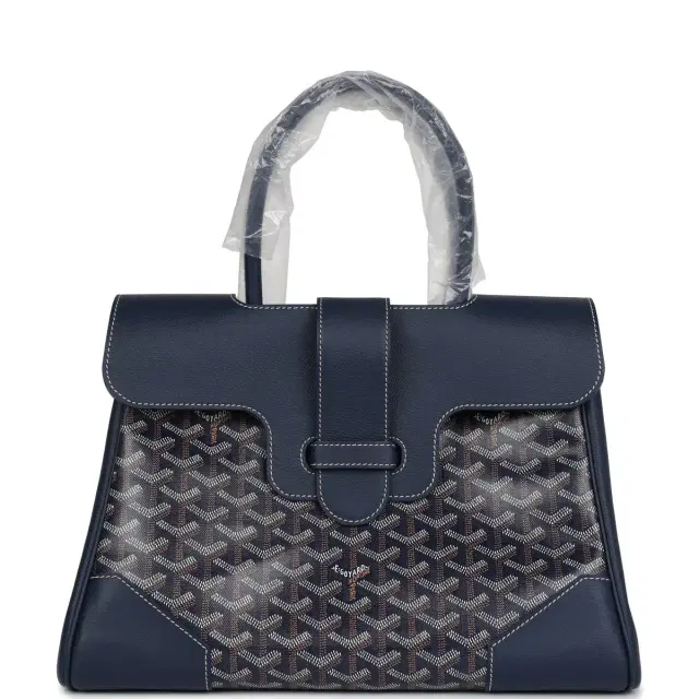 goyard Goyard Saigon Tote Navy Blue Goyardine Canvas Palladium Hardware