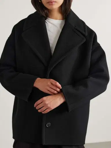 Loewe Leather-trimmed Wool-felt Coat | Thumbnail 3 Loewe Leather-trimmed Wool-felt Coat | Thumbnail 3