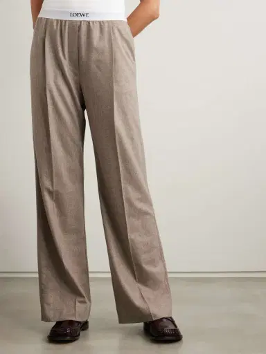 Loewe Stretch Jacquard-trimmed Pleated Wool And Cashmere-blend Straight-leg Pants | Thumbnail 3
