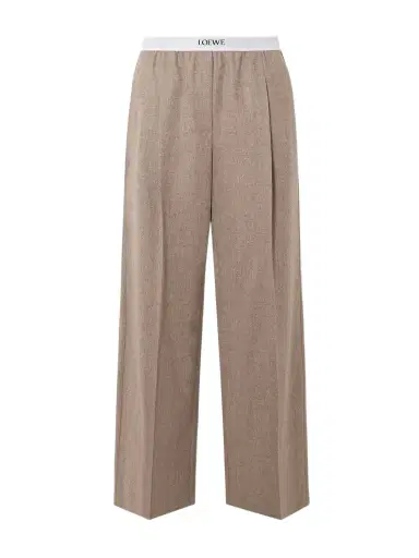 Loewe Stretch Jacquard-trimmed Pleated Wool And Cashmere-blend Straight-leg Pants | Thumbnail 1