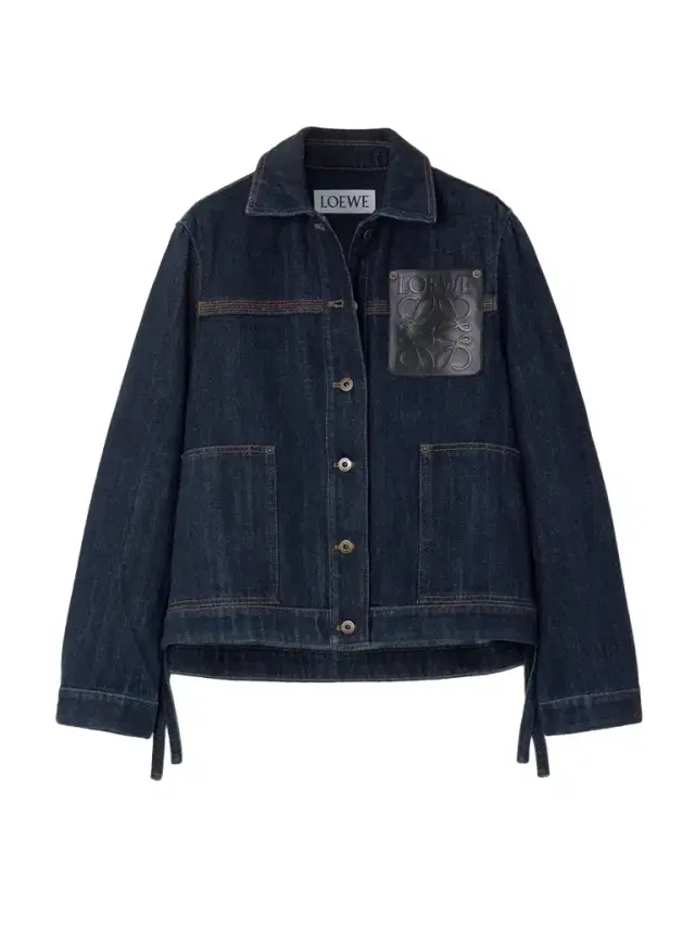 Leather-trimmed Denim Jacket