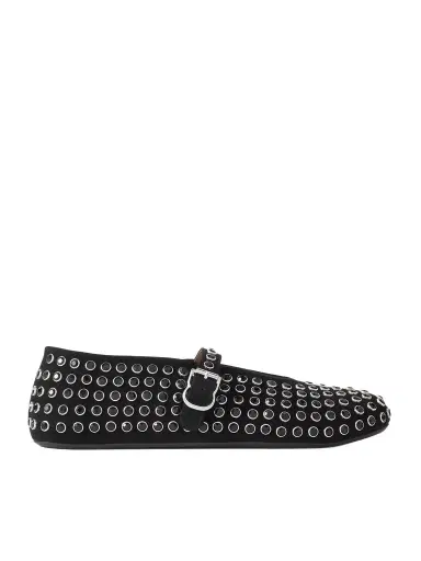 Alaïa Crystal-embellished Suede Ballet Flats | Thumbnail 1 Alaïa Crystal-embellished Suede Ballet Flats | Thumbnail 1
