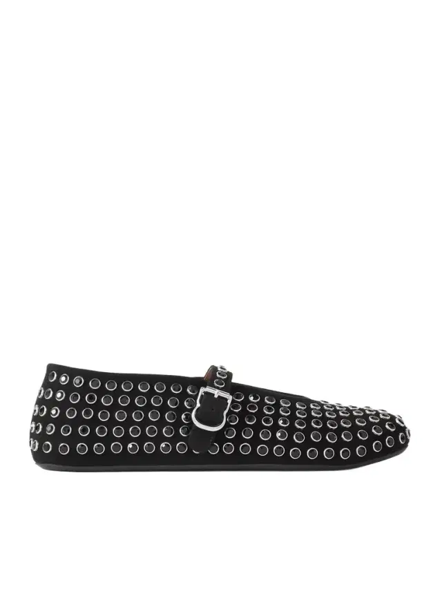 Alaïa Crystal-embellished Suede Ballet Flats