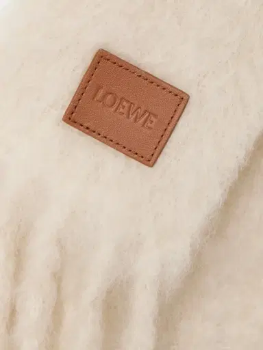 Loewe Fringed Appliquéd Leather-trimmed Brushed Mohair-blend Scarf | Thumbnail 3