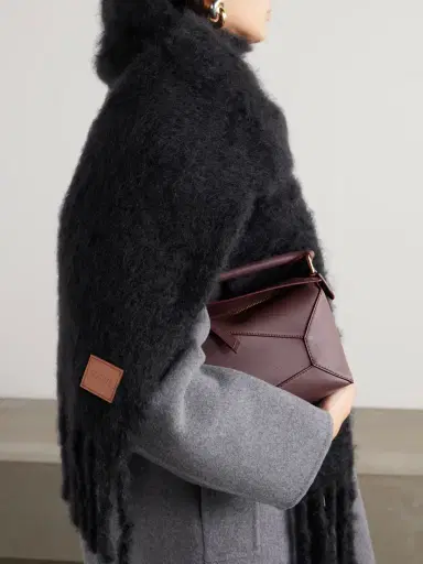 Loewe Fringed Appliquéd Leather-trimmed Brushed Mohair-blend Scarf | Thumbnail 2