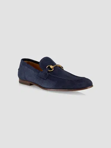 Gucci Men's Jordaan Horsebit Suede Mocassins | Thumbnail 2
