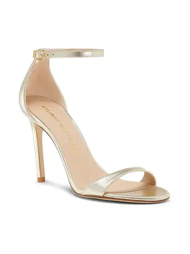 Stuart Weitzman Women's Nudist II 100MM Metallic Leather Sandals | Thumbnail 2 Stuart Weitzman Women's Nudist II 100MM Metallic Leather Sandals | Thumbnail 2