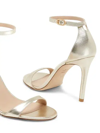 Stuart Weitzman Women's Nudist II 100MM Metallic Leather Sandals | Thumbnail 4 Stuart Weitzman Women's Nudist II 100MM Metallic Leather Sandals | Thumbnail 4