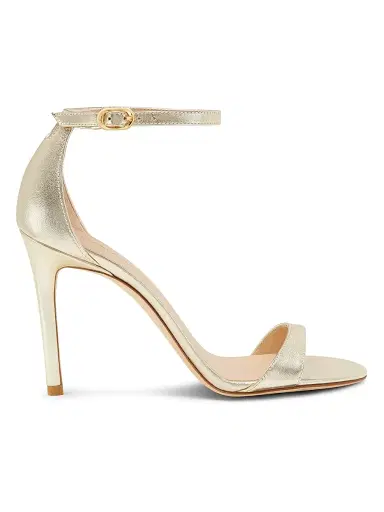 Stuart Weitzman Women's Nudist II 100MM Metallic Leather Sandals | Thumbnail 1 Stuart Weitzman Women's Nudist II 100MM Metallic Leather Sandals | Thumbnail 1