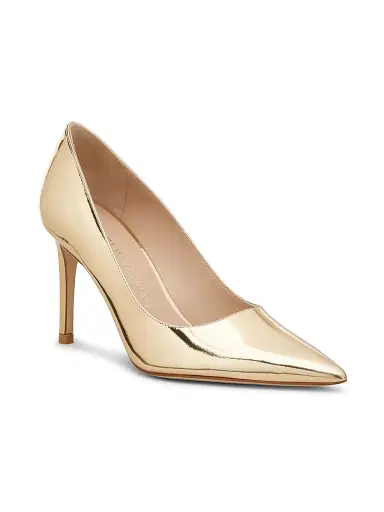 Stuart Weitzman Women's Stuart Power 85 85MM Metallic Leather Pumps | Thumbnail 2