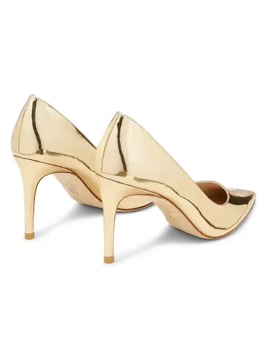 Stuart Weitzman Women's Stuart Power 85 85MM Metallic Leather Pumps | Thumbnail 3