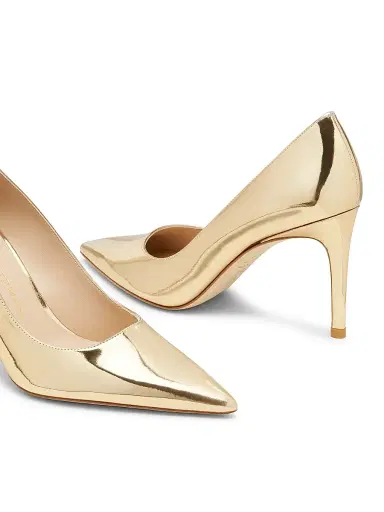 Stuart Weitzman Women's Stuart Power 85 85MM Metallic Leather Pumps | Thumbnail 4