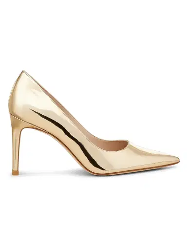 Stuart Weitzman Women's Stuart Power 85 85MM Metallic Leather Pumps | Thumbnail 1